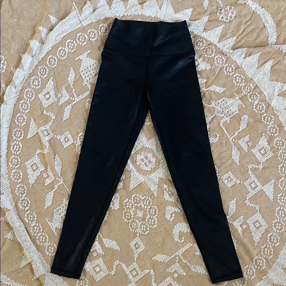 aerie Black Shiny High-Waist Leggings